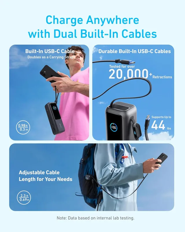 پاوربانک انکر ۲۵۰۰۰ میلی آمپر ۱۶۵ وات Anker Zolo PowerBank 25K 165W Built-In USB-C مدل A1695.10 پاوربانک انکر ۲۵۰۰۰ میلی آمپر ۱۶۵ وات Anker Zolo PowerBank 25K 165W Built-In USB-C مدل A1695 - تصویر 9