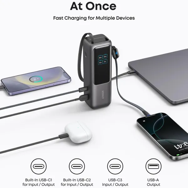 پاوربانک انکر ۲۵۰۰۰ میلی آمپر ۱۶۵ وات Anker Zolo PowerBank 25K 165W Built-In USB-C مدل A1695.4 پاوربانک انکر ۲۵۰۰۰ میلی آمپر ۱۶۵ وات Anker Zolo PowerBank 25K 165W Built-In USB-C مدل A1695 - تصویر 5