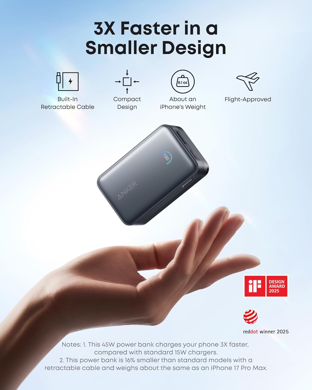 پاوربانک انکر ۴۵ واتی ۱۰۰۰۰ میلی آمپر Anker PowerBank 737 10K 45W Built-In USB-C Cable مدل A1638.5 پاوربانک انکر ۴۵ واتی ۱۰۰۰۰ میلی آمپر Anker PowerBank 737 10K 45W Built-In USB-C Cable مدل A1638 - تصویر 5