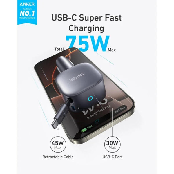 شارژر فندکی انکر Anker USB-C Car Charger 75W Compact 2-Port مدل A2738 - تصویر 5