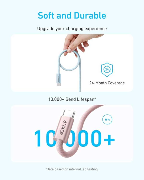 کابل شارژ انکر Anker Zolo USB-C to USB-C Cable Fast Charging 240W مدل A8060 - تصویر 6