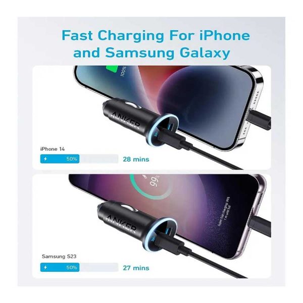 شارژر فندکی انکر 323 Car Charger 52.5W Compact 2-Port مدل A2735 - تصویر 2