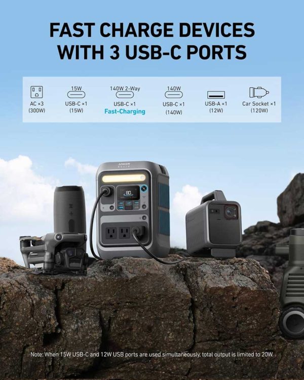 نیروگاه همراه انکر Anker SOLIX C300X (AC PLUG) 288Wh A1723 - تصویر 8