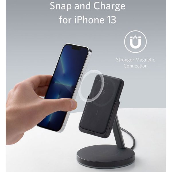 شارژر بی سیم و پاوربانک مگنتی انکر مدل B25A72 نسل 6 Magnetic Wireless Charger