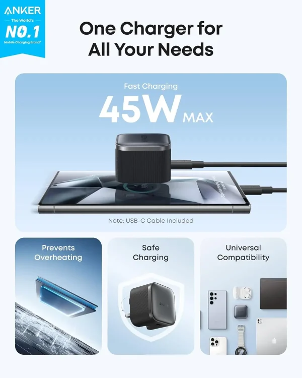 شارژر 45 وات انکر Anker Nano USB-C Charger 45W مدل B2692 - تصویر 3